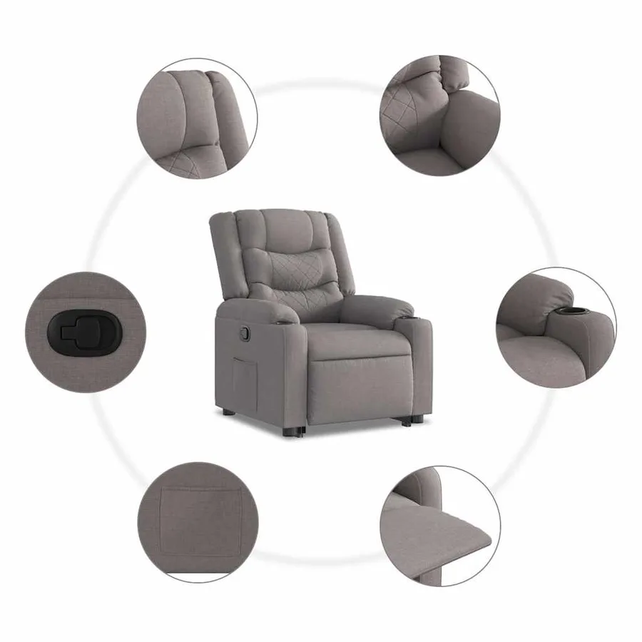 Fauteuil inclinable taupe tissu - 13