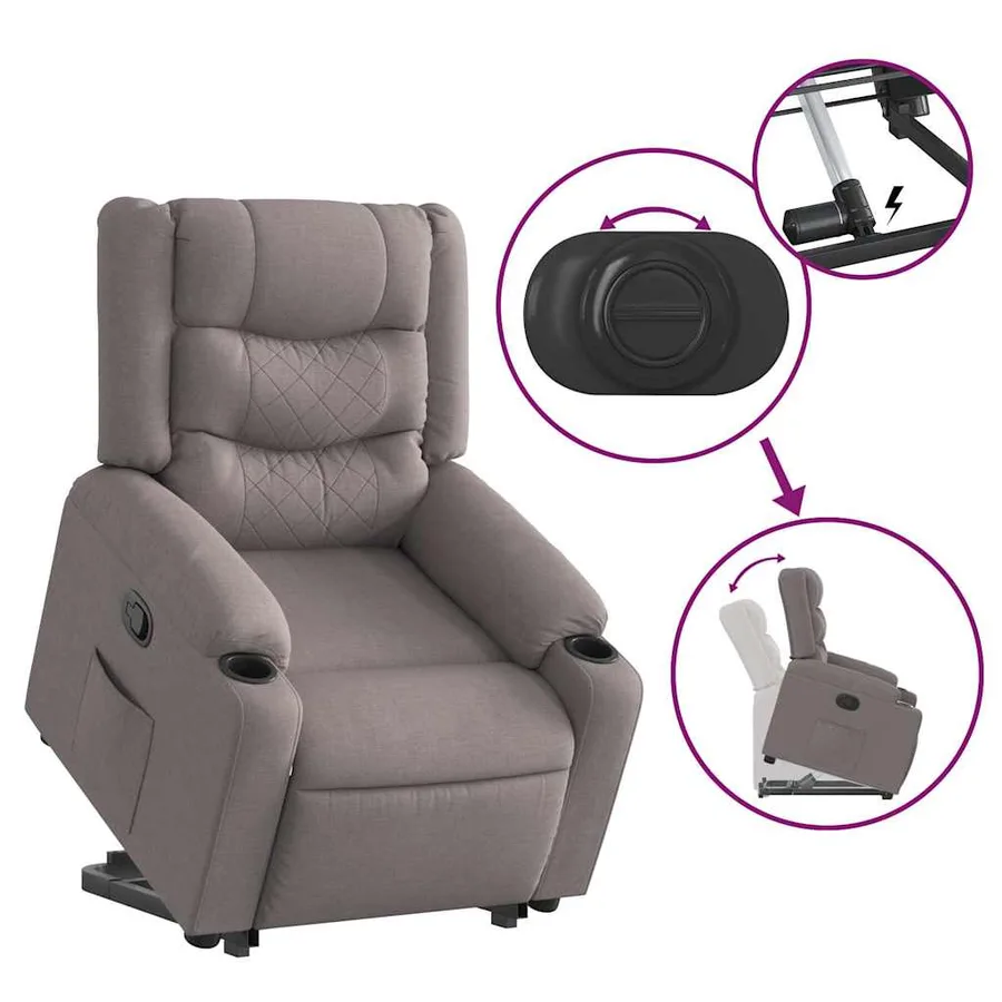Fauteuil inclinable taupe tissu - 9