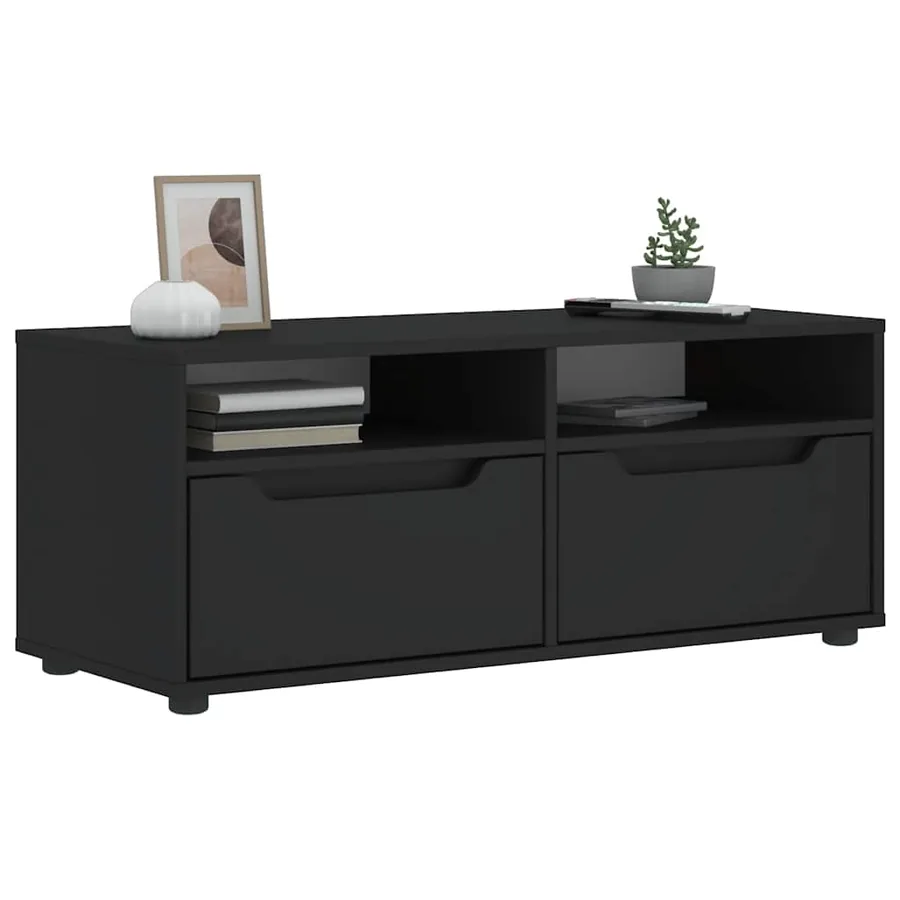 Meuble TV VISNES noir 100x40x38 cm bois d'ingénierie