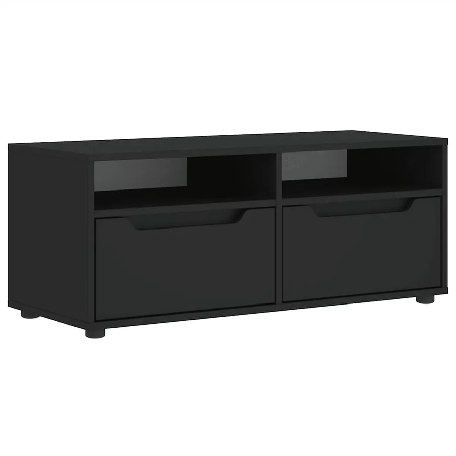 Meuble TV VISNES noir 100x40x38 cm bois d'ingénierie - 2