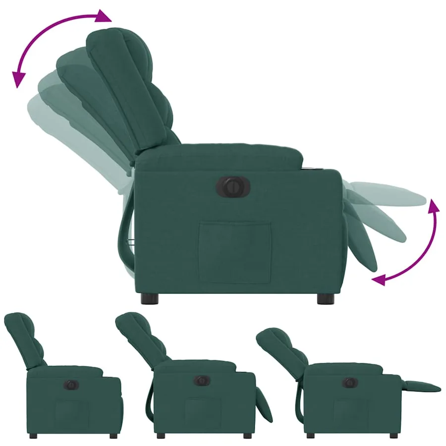 Fauteuil inclinable électrique Vert foncé Tissu - 10