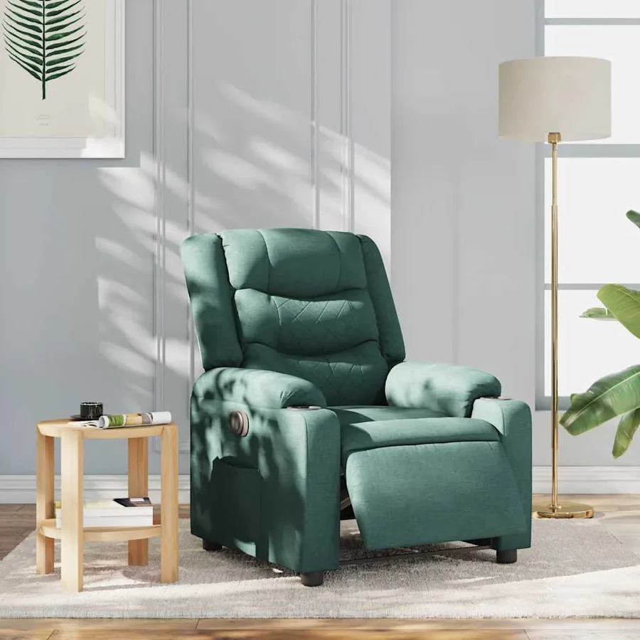 Fauteuil inclinable électrique Vert foncé Tissu - 2