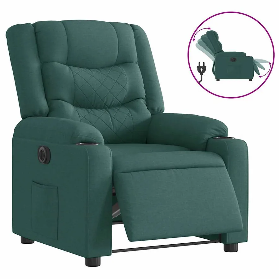 Fauteuil inclinable électrique Vert foncé Tissu - 4