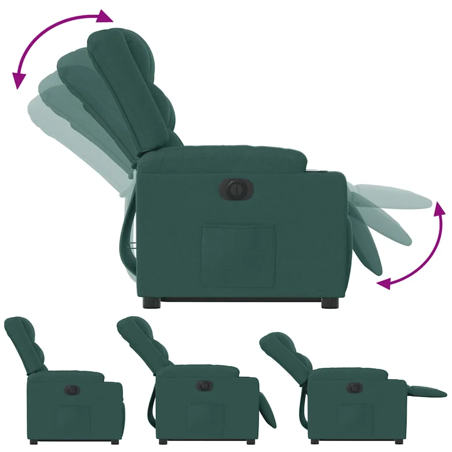 Fauteuil inclinable électrique vert foncé tissu - 10