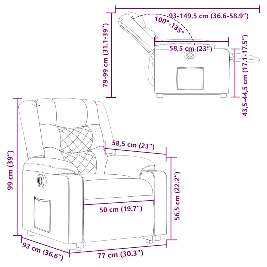 Fauteuil inclinable électrique vert foncé tissu - 17