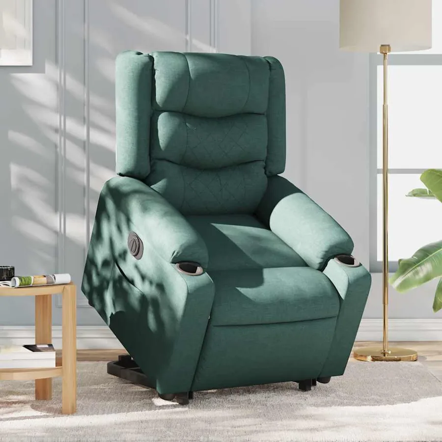 Fauteuil inclinable électrique vert foncé tissu - 3
