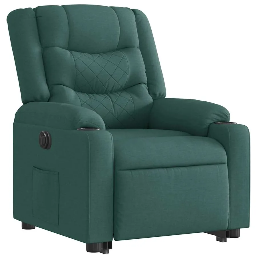 Fauteuil inclinable électrique vert foncé tissu - 6