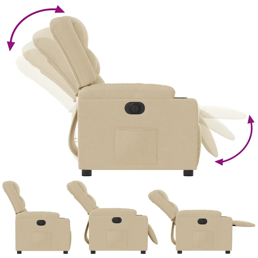 Fauteuil inclinable électrique Crème Tissu - 10