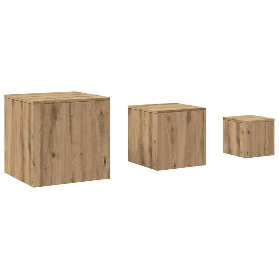 Tables d'appoint 3 pcs chêne artisanal bois d'ingénierie - 2