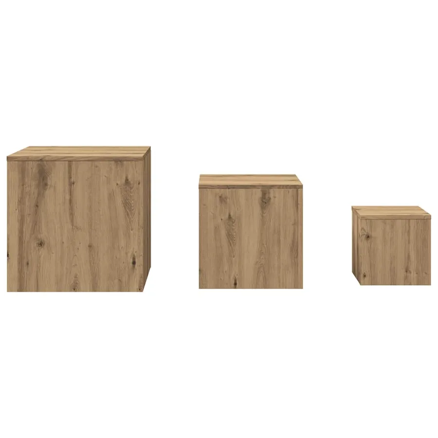 Tables d'appoint 3 pcs chêne artisanal bois d'ingénierie - 4