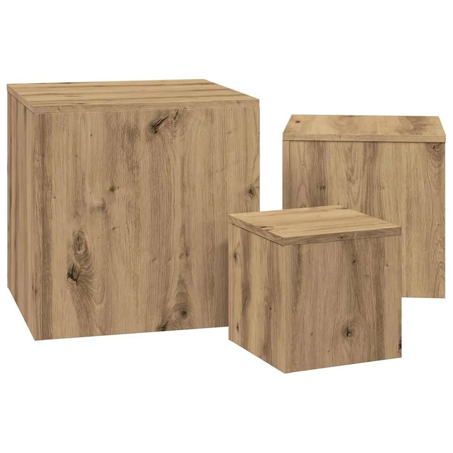 Tables d'appoint 3 pcs chêne artisanal bois d'ingénierie - 6