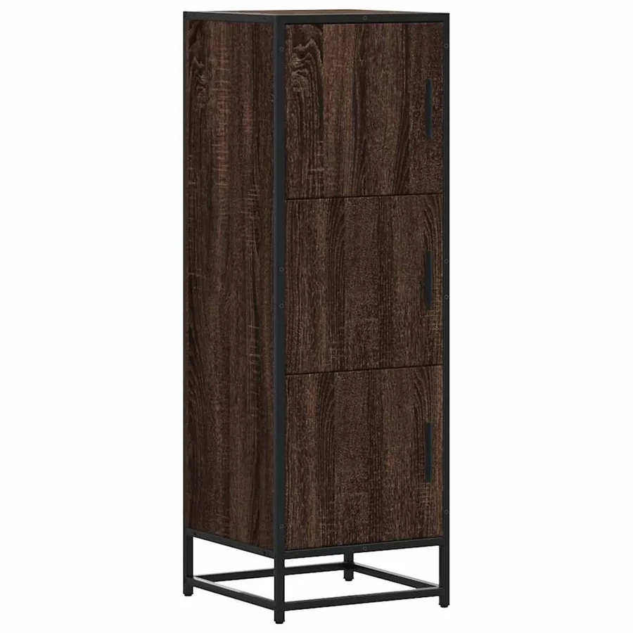 Buffet haut chêne marron 35,5x35x106,5 cm bois ingénierie métal - 2