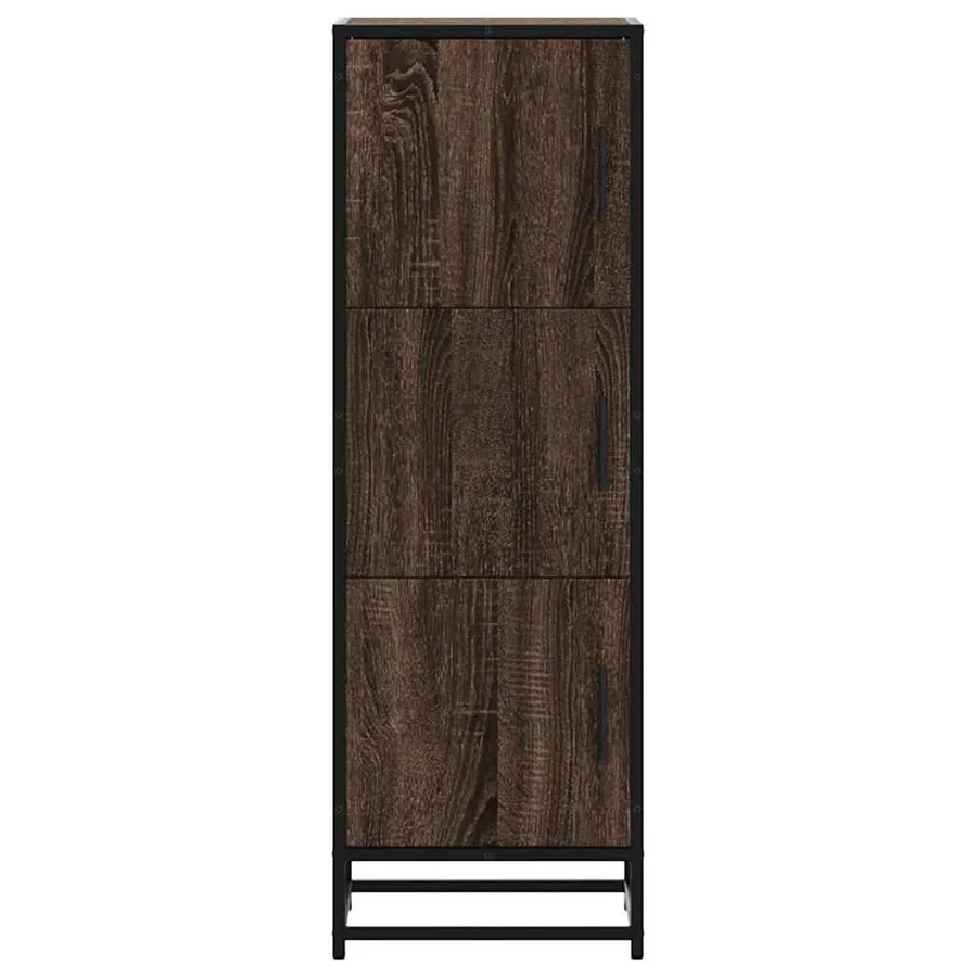 Buffet haut chêne marron 35,5x35x106,5 cm bois ingénierie métal - 4