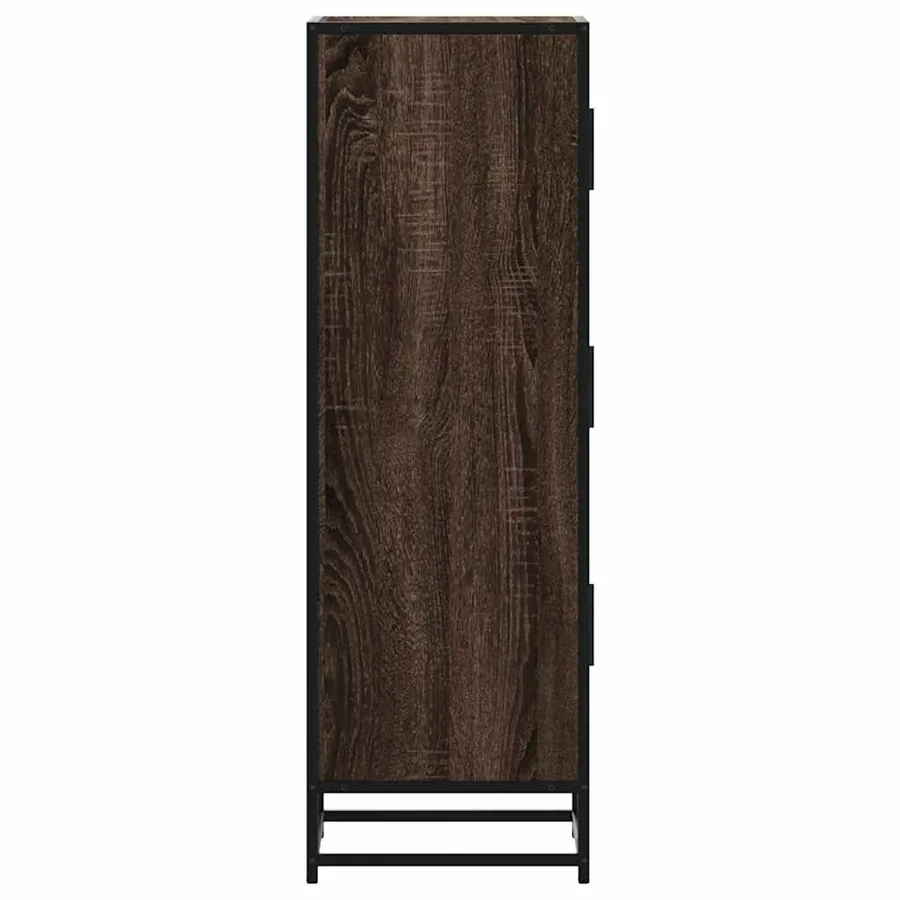Buffet haut chêne marron 35,5x35x106,5 cm bois ingénierie métal - 5