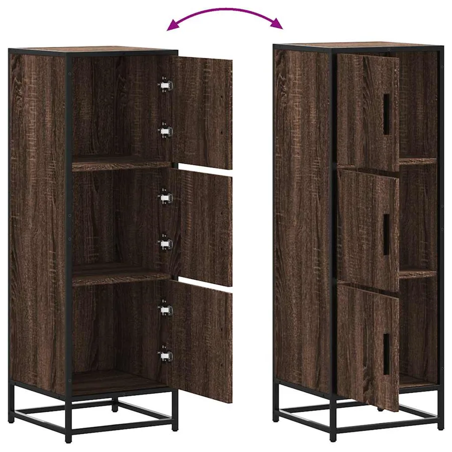 Buffet haut chêne marron 35,5x35x106,5 cm bois ingénierie métal - 7
