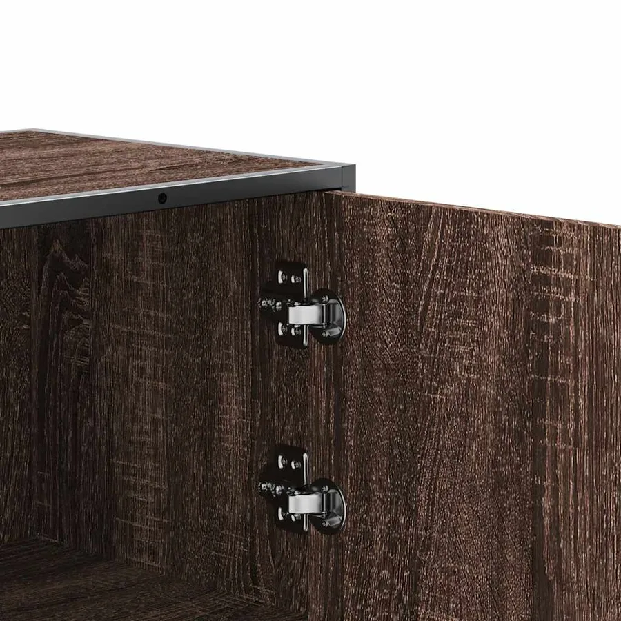 Buffet haut chêne marron 35,5x35x106,5 cm bois ingénierie métal - 9