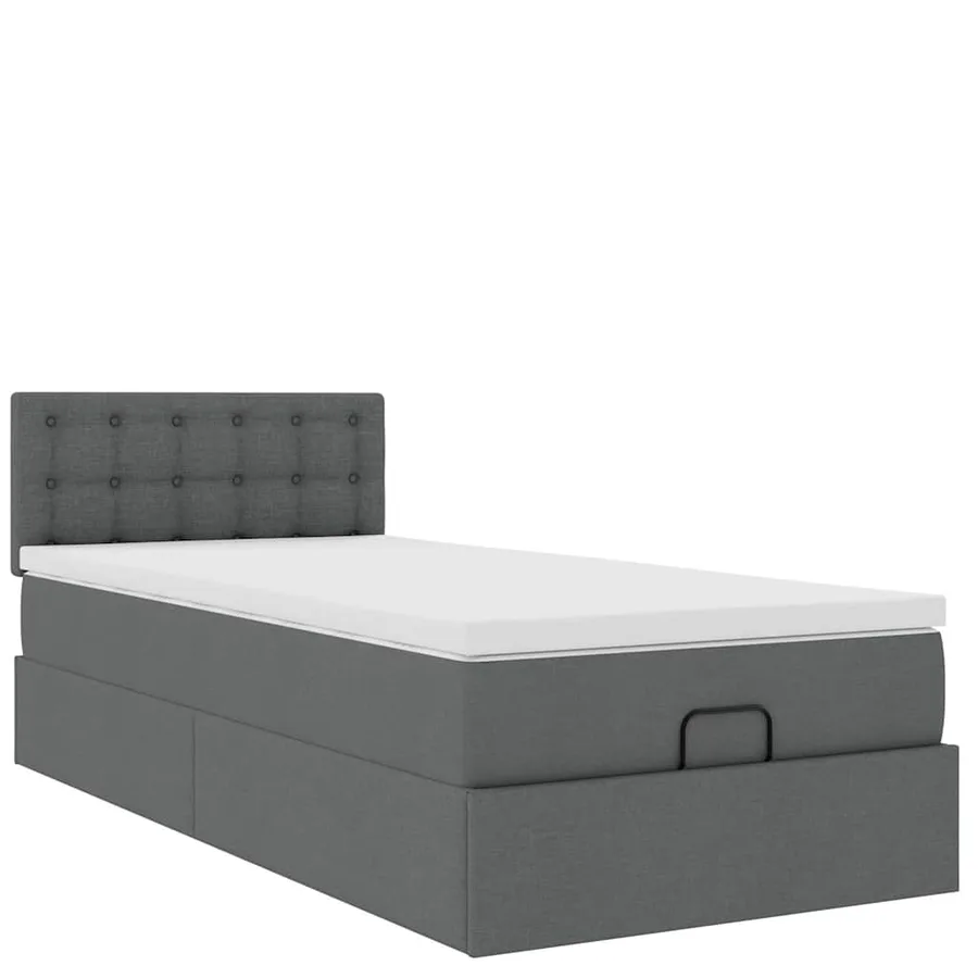 Cadre de lit ottoman avec matelas gris foncé 100x200 cm tissu - 5