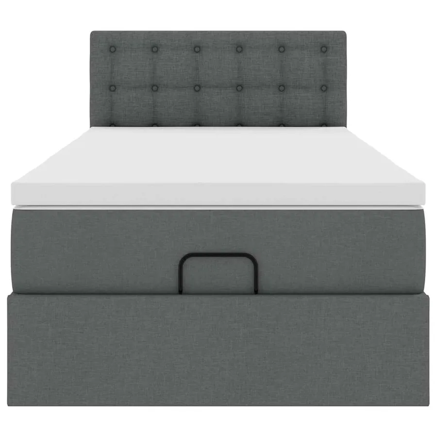Cadre de lit ottoman avec matelas gris foncé 100x200 cm tissu - 6