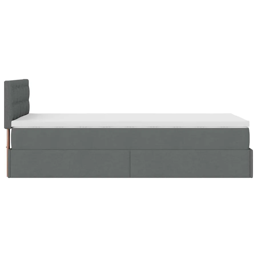 Cadre de lit ottoman avec matelas gris foncé 100x200 cm tissu - 9