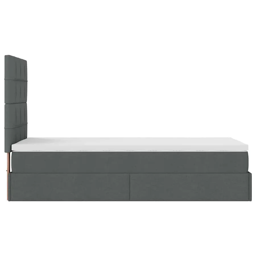 Cadre de lit ottoman avec matelas gris foncé 100x200 cm tissu - 10