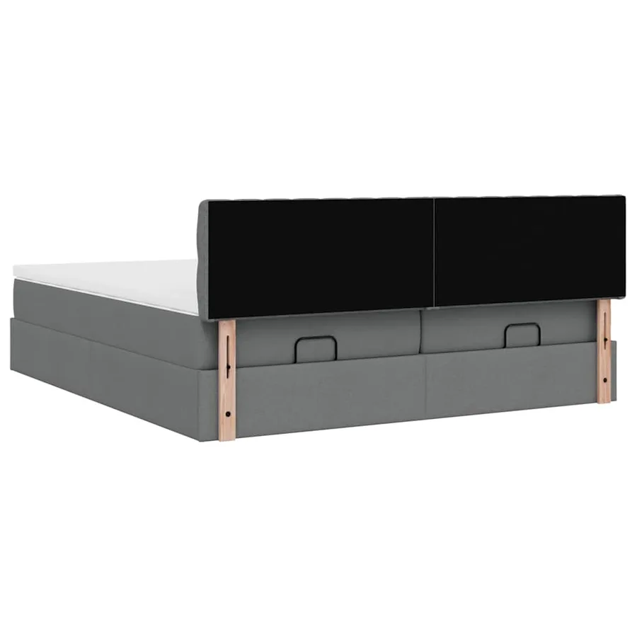 Cadre de lit ottoman avec matelas gris foncé 200x200cm tissu - 11