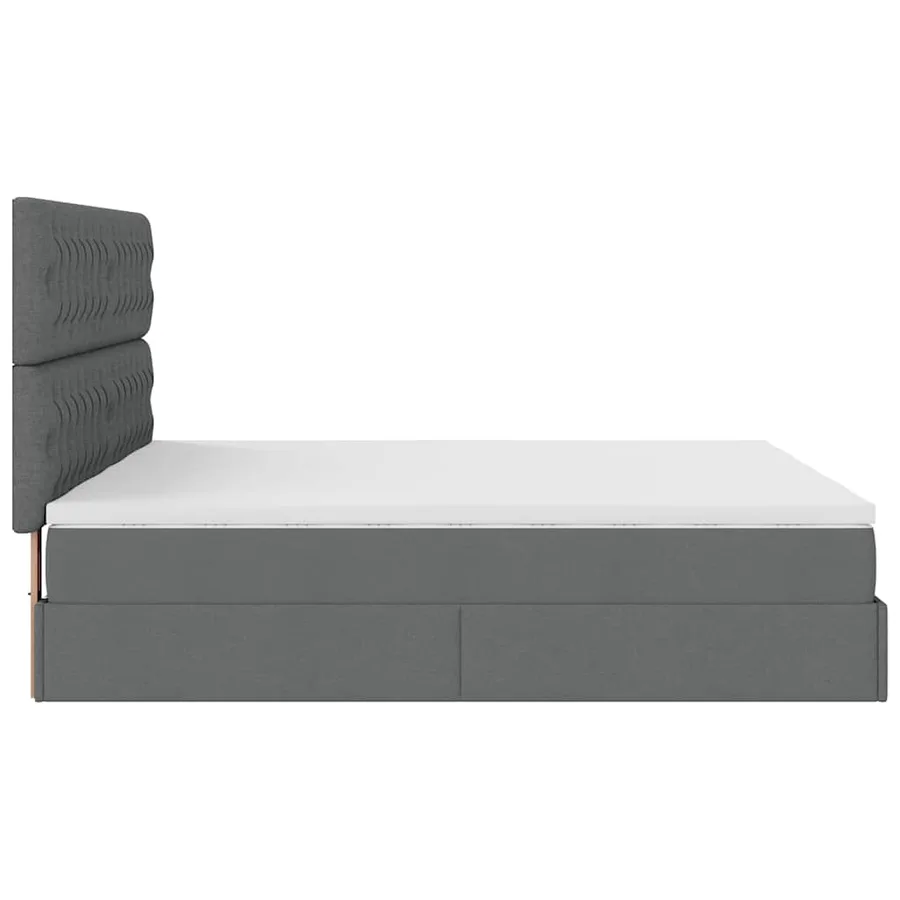 Cadre de lit ottoman avec matelas gris foncé 200x200cm tissu - 8
