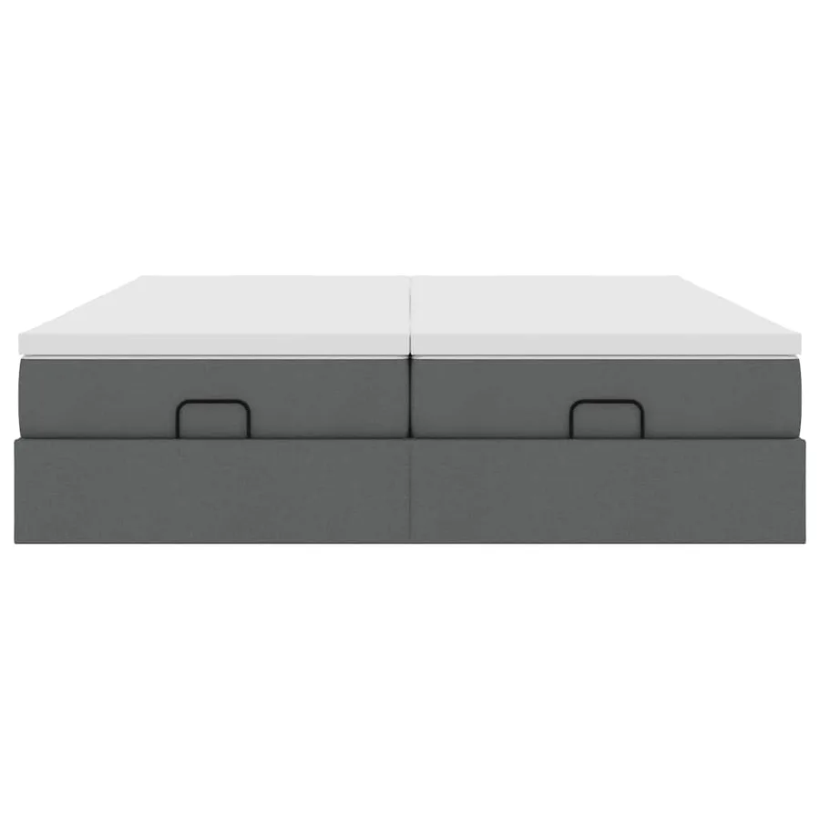Cadre de lit ottoman avec matelas gris foncé 200x200cm tissu - 7