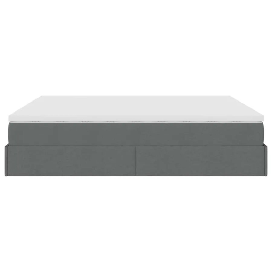 Cadre de lit ottoman avec matelas gris foncé 200x200cm tissu - 9