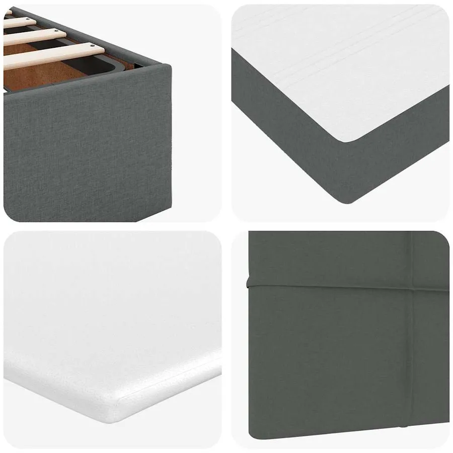 Cadre de lit ottoman avec matelas gris foncé 100x200 cm tissu - 15