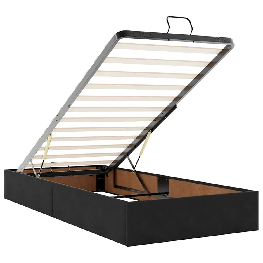 Cadre de lit ottoman avec matelas noir 100x200cm velours - 11