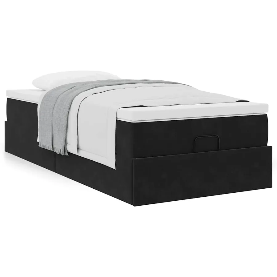 Cadre de lit ottoman avec matelas noir 100x200cm velours - 4