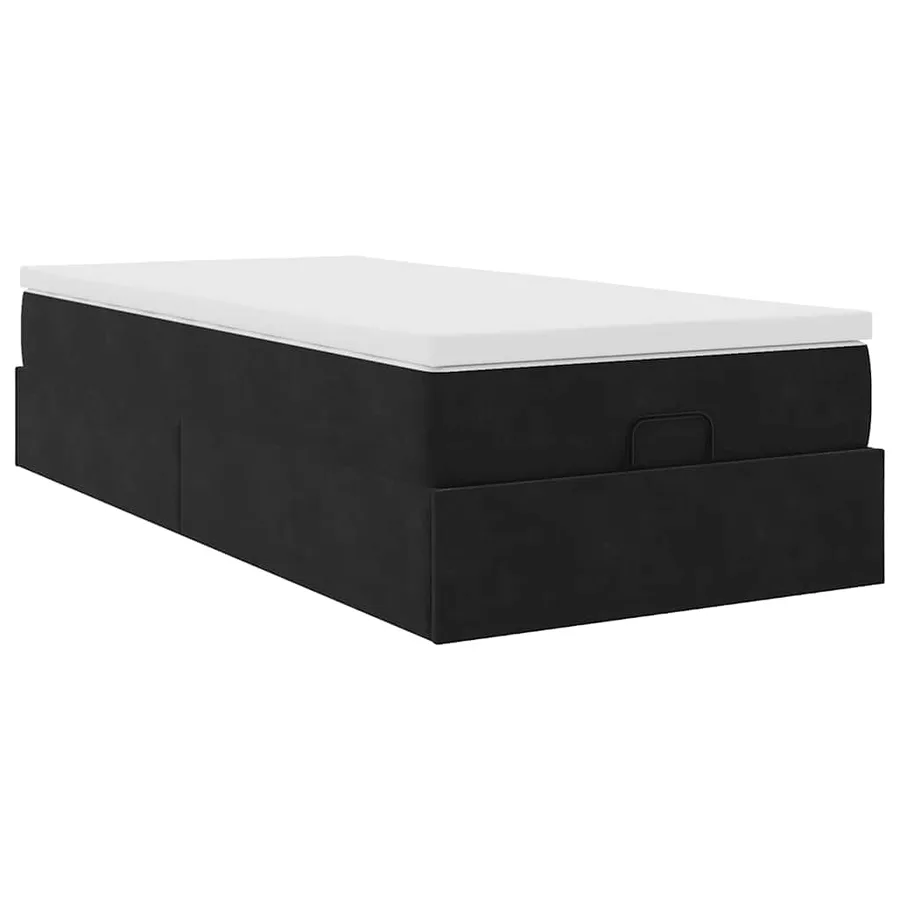 Cadre de lit ottoman avec matelas noir 100x200cm velours - 6