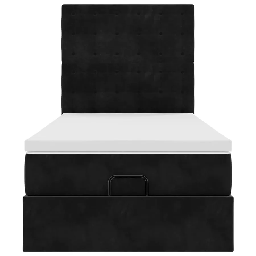 Cadre de lit ottoman avec matelas noir 100x200cm velours - 7