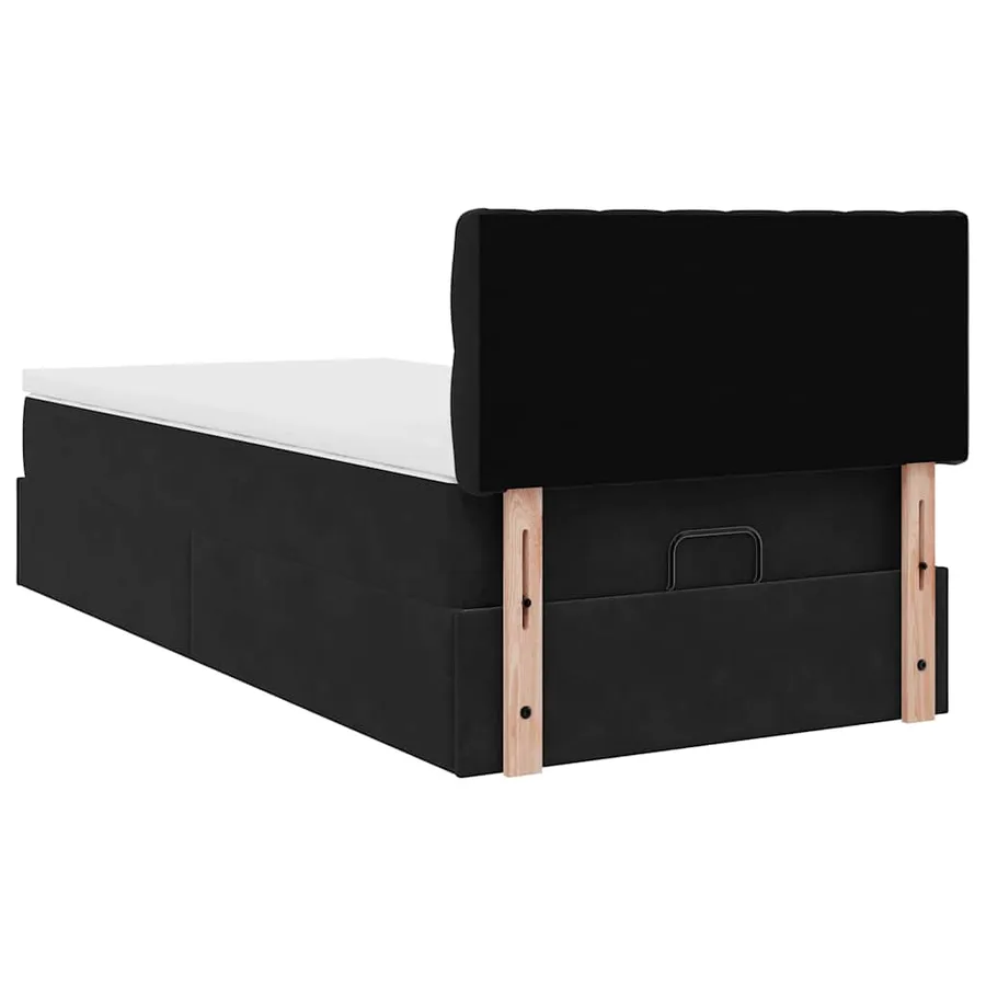Cadre de lit ottoman avec matelas noir 100x200cm velours - 10