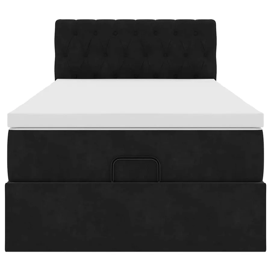 Cadre de lit ottoman avec matelas noir 100x200cm velours - 6