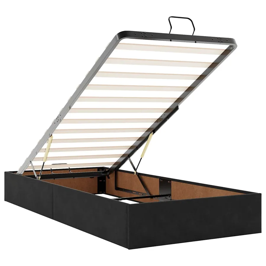 Cadre de lit ottoman avec matelas noir 200x200cm velours - 12