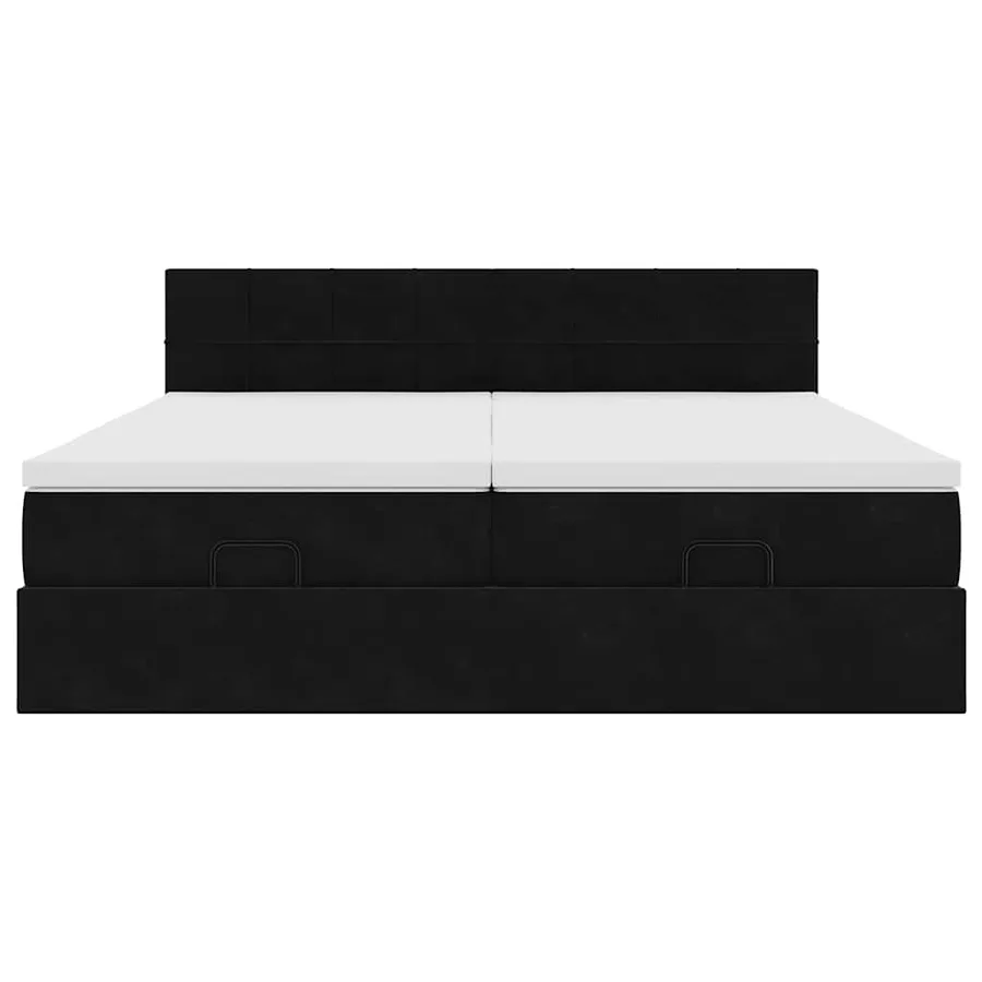 Cadre de lit ottoman avec matelas noir 200x200cm velours - 7
