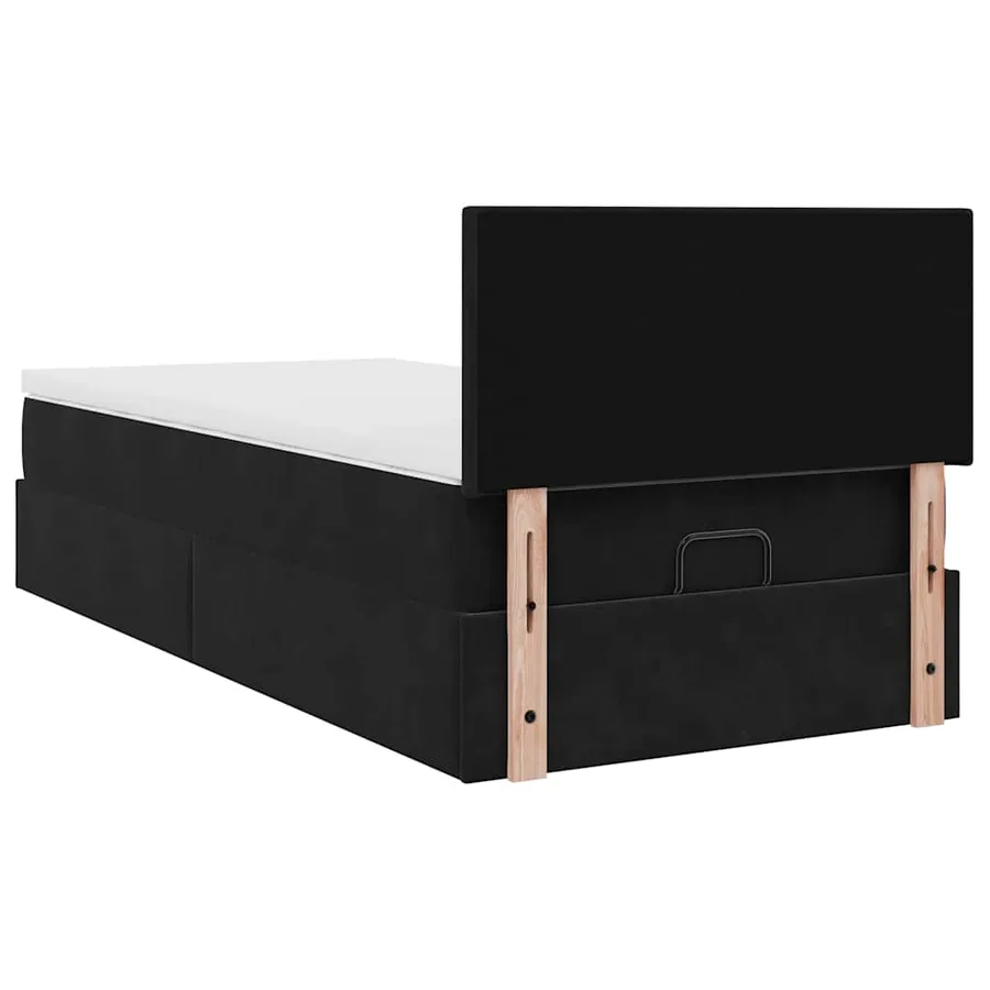 Cadre de lit ottoman avec matelas noir 100x200cm velours - 10