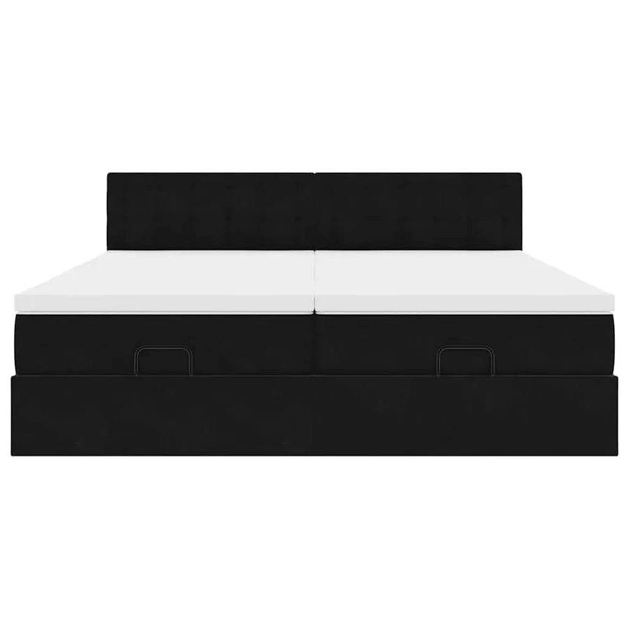 Cadre de lit ottoman avec matelas noir 200x200cm velours - 7
