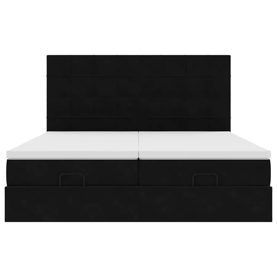 Cadre de lit ottoman avec matelas noir 200x200cm velours - 7