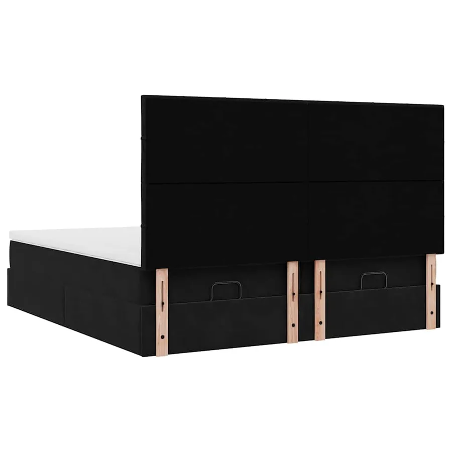 Cadre de lit ottoman avec matelas noir 200x200cm velours - 9