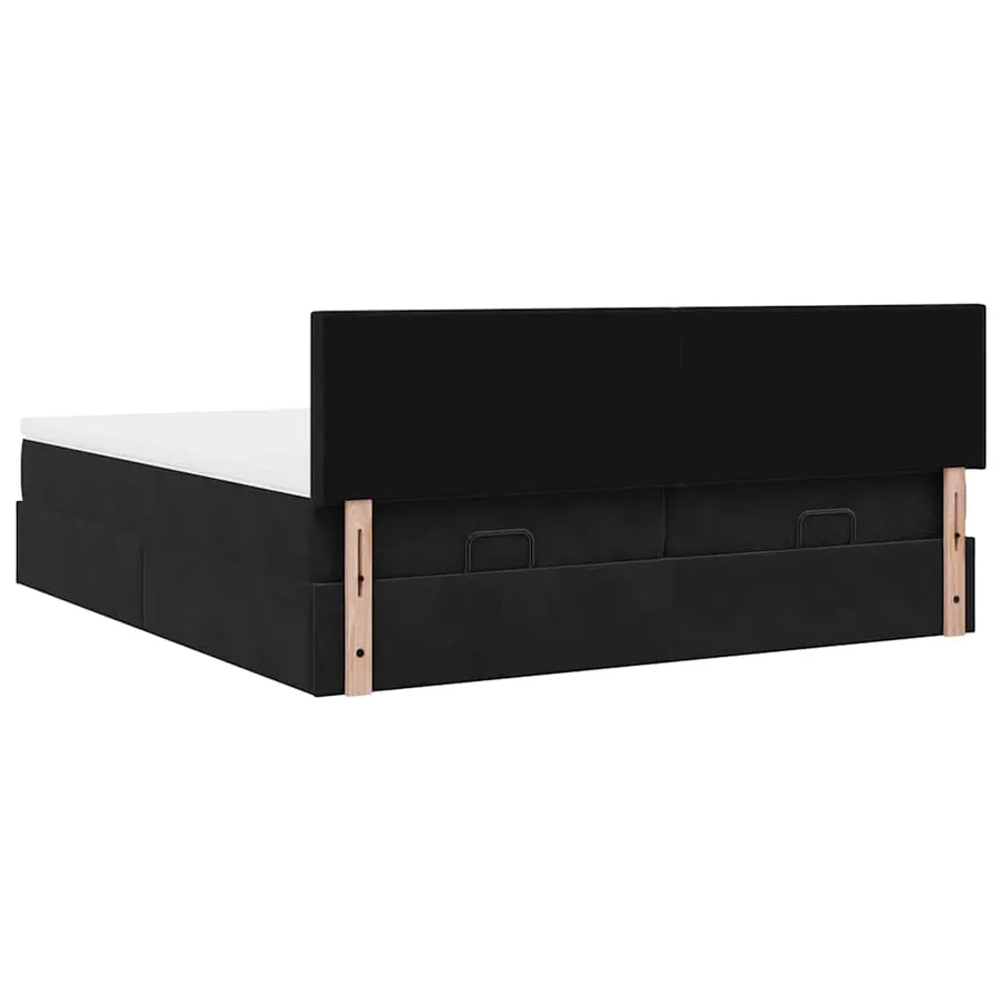 Cadre de lit ottoman avec matelas noir 200x200cm velours - 12