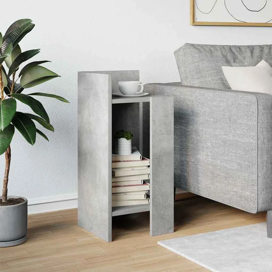 Table d'appoint avec étagère gris béton 25,5x27x60 cm - 3