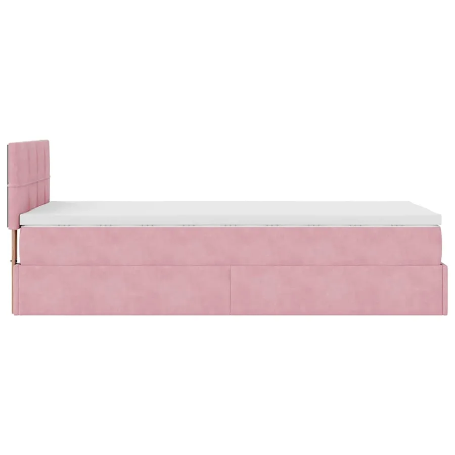 Cadre de lit ottoman avec matelas rose 100x200 cm velours - 8