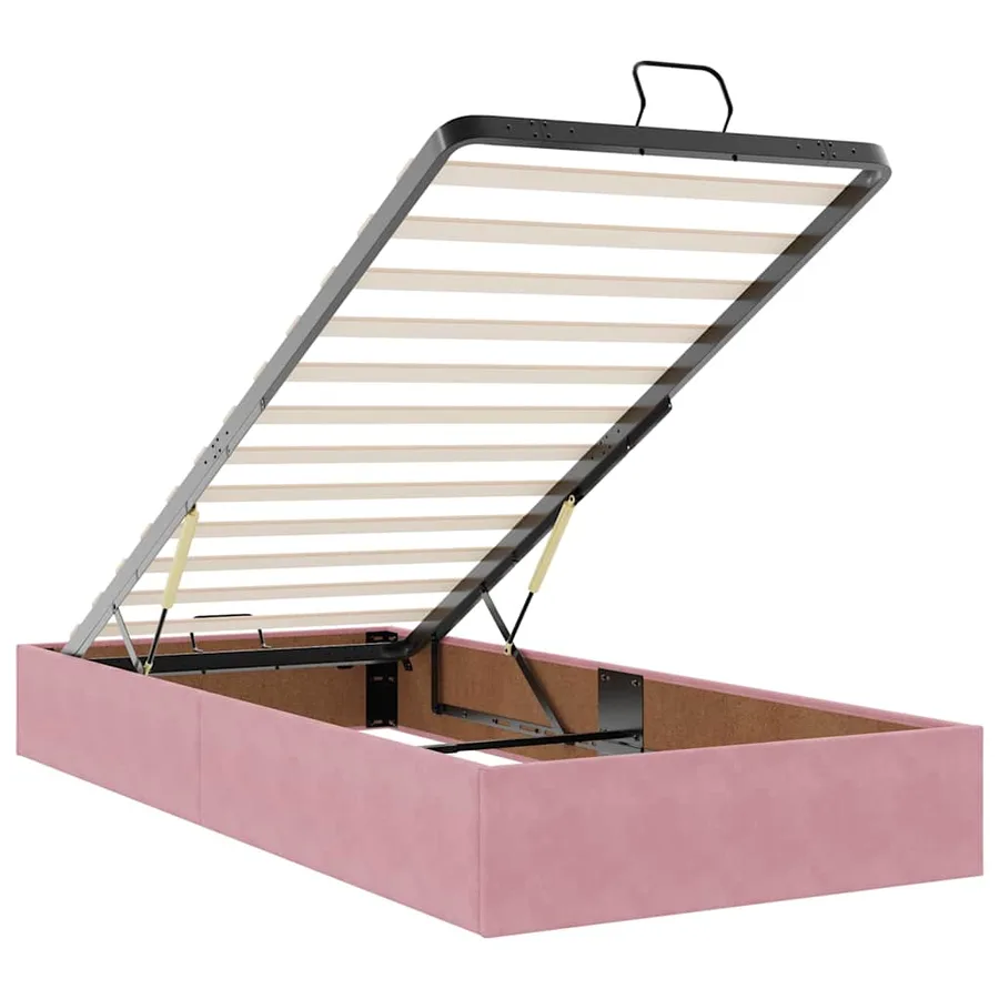 Cadre de lit ottoman avec matelas rose 200x200 cm velours - 10