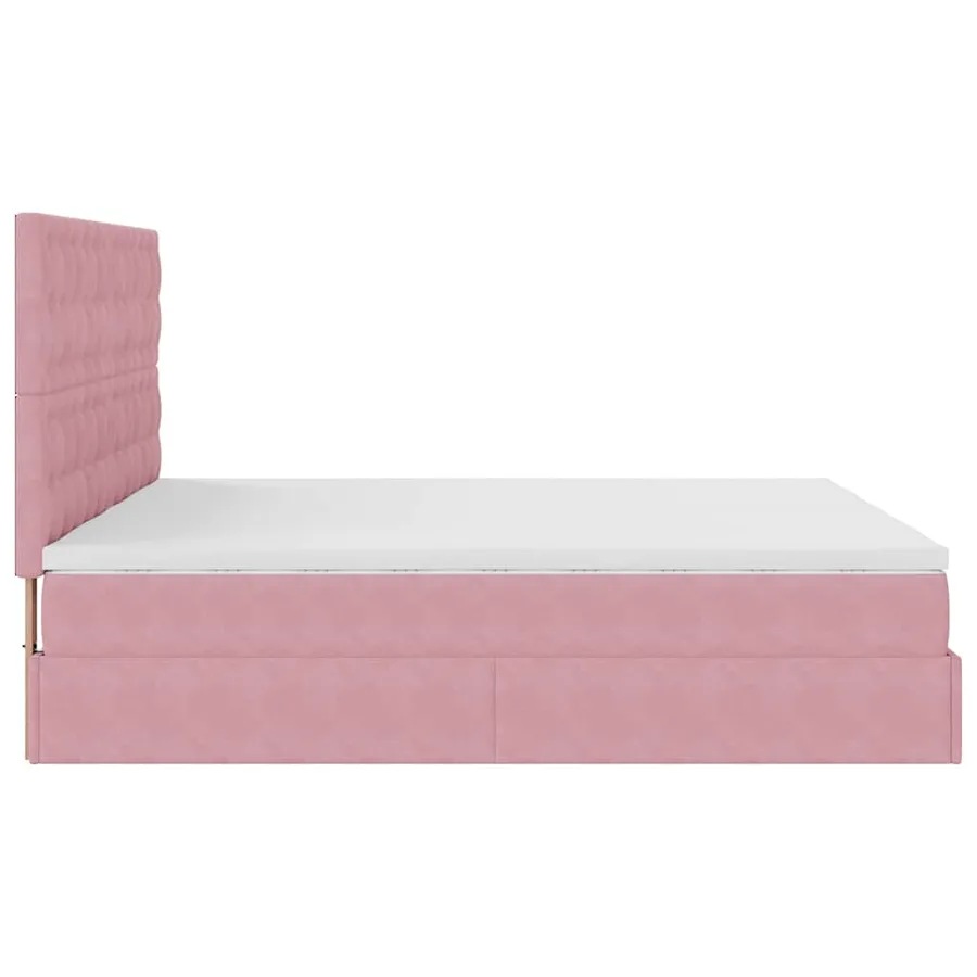 Cadre de lit ottoman avec matelas rose 200x200 cm velours - 8