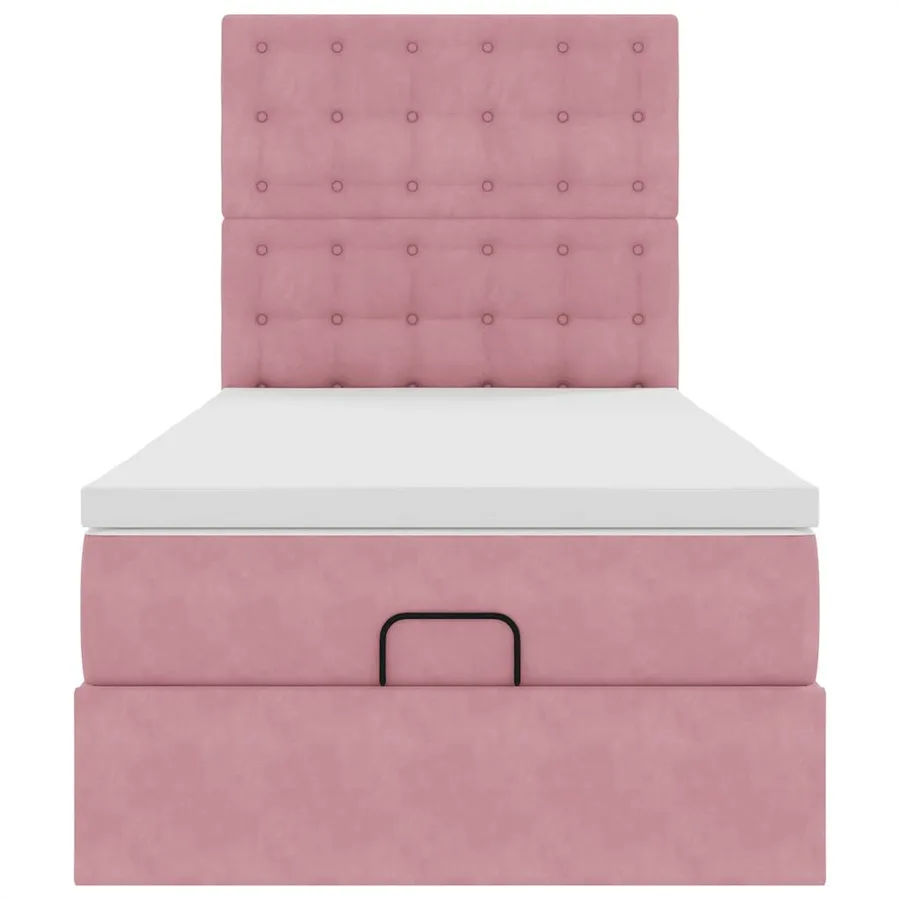 Cadre de lit ottoman avec matelas rose 100x200 cm velours - 8