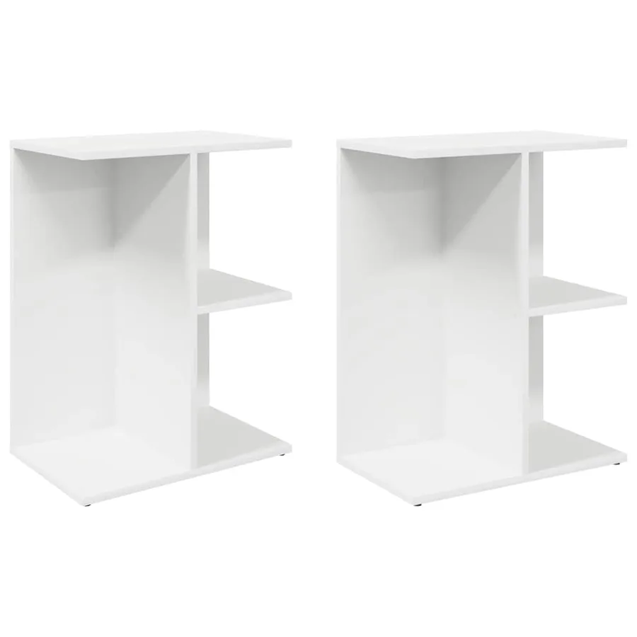 Tables de chevet 2 pcs blanc 46,5x29x61 cm bois d’ingénierie - 2