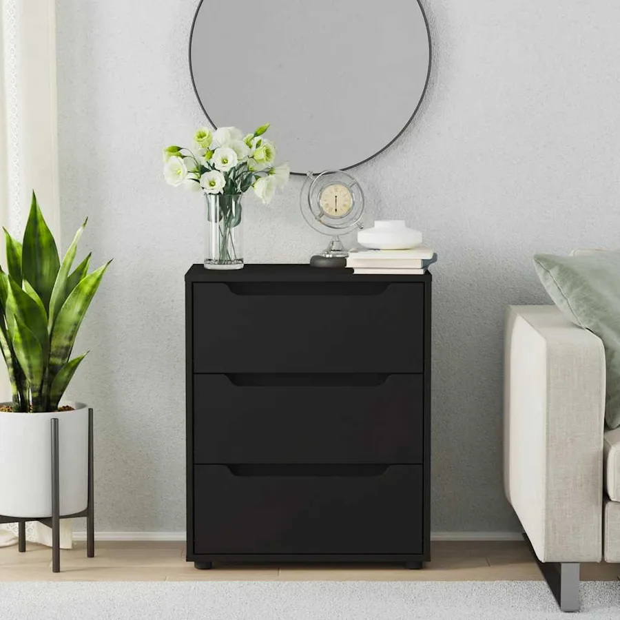 Buffet VISNES noir 60x40x73 cm bois d'ingénierie - 3