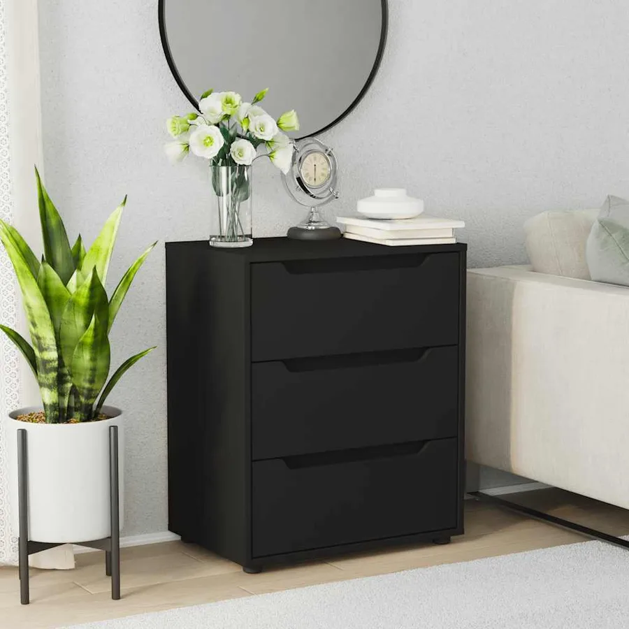 Buffet VISNES noir 60x40x73 cm bois d'ingénierie - 4